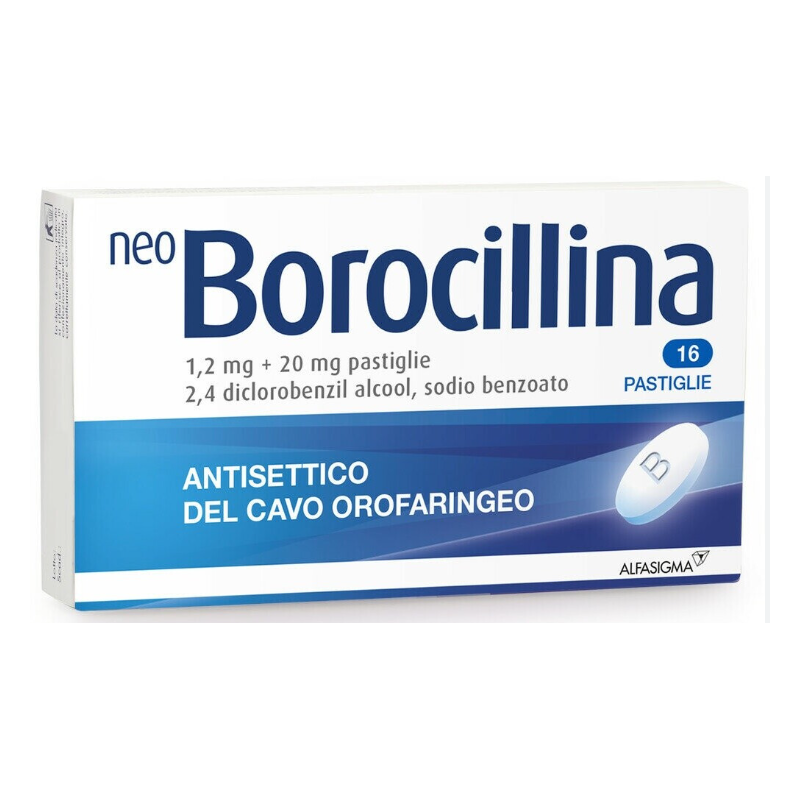 Alfasigma Neo Borocillina 1,2 Mg + 20 Mg Pastiglie 2,4 Diclorobenzil Alcool, Sodio Benzoato
