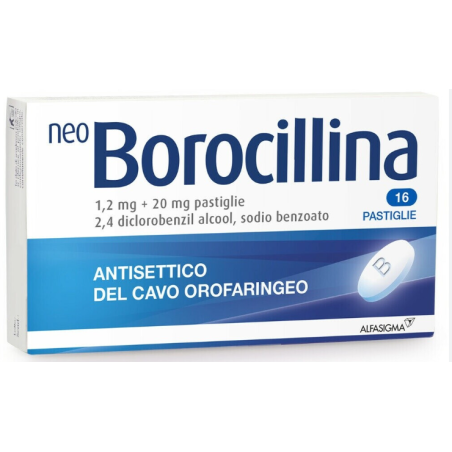 Alfasigma Neo Borocillina 1,2 Mg + 20 Mg Pastiglie 2,4 Diclorobenzil Alcool, Sodio Benzoato
