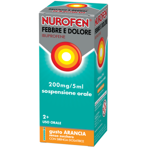 Nurofen Febbre E Dolore 200mg 5ml Sospensione Orale Flacone 100Ml Gusto Arancia Senza Zucchero