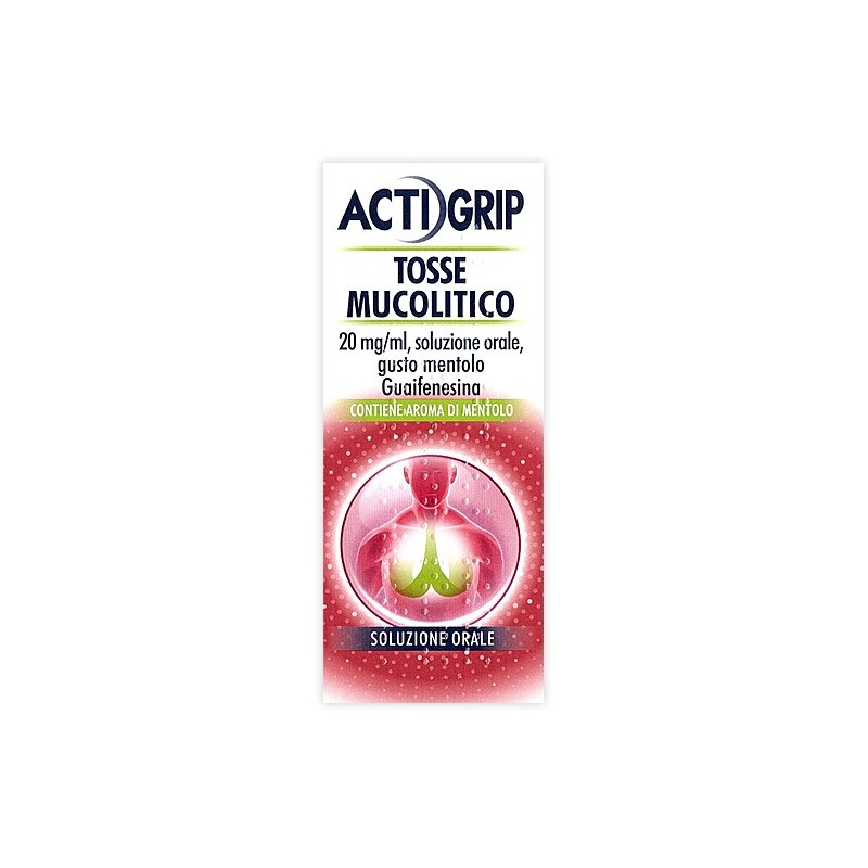 Johnson & Johnson Actigrip Tosse Mucolitico “20mg / Ml, Soluzione Orale, Gusto Mentolo” Guaifenesina Johnson & Johnson Actigrip Tosse Mucolitico “20mg / Ml, Soluzione Orale, Gusto Mentolo” Guaifenesina