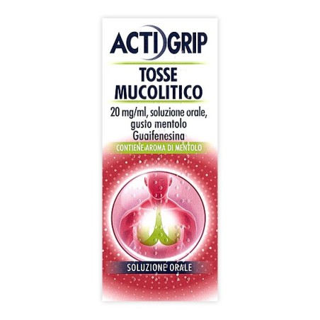 Johnson & Johnson Actigrip Tosse Mucolitico “20mg / Ml, Soluzione Orale, Gusto Mentolo” Guaifenesina Johnson & Johnson Actigrip Tosse Mucolitico “20mg / Ml, Soluzione Orale, Gusto Mentolo” Guaifenesina