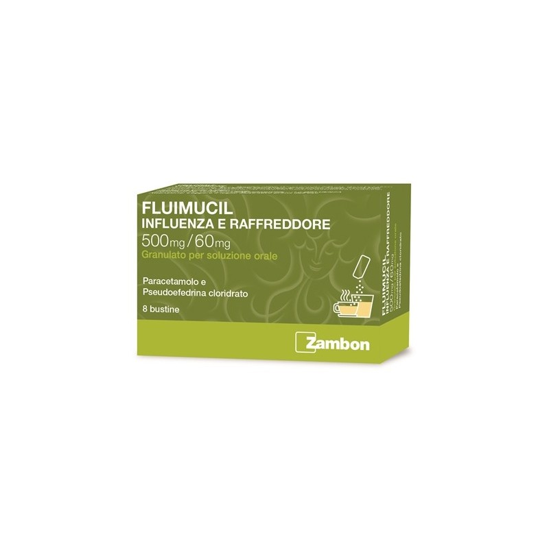 Fluimucil Influenza E Raffreddore 500 Mg/60 Mg Granulato Per Soluzione Orale Paracetamolo E Pseudoefedrina Cloridr
