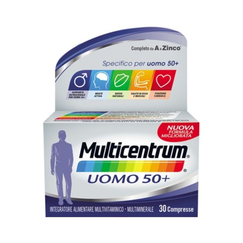 Multicentrum Uomo 50+ Integratore Multivitaminico e Multiminerale - 30 Compresse