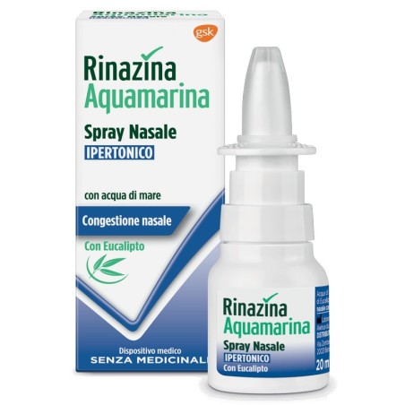 Rinazina acquamarina soluzione nasale ipertonica con eucalipto spray 20 ml Rinazina acquamarina soluzione nasale ipertonica con eucalipto spray 20 ml