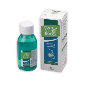 Tantum Verde Bocca 22,5 Mg/15 Ml + 7,5 Mg/15 Ml Collutorio flacone 240 ml gengiviti e stomatiti Tantum Verde Bocca 22,5 Mg/15 Ml + 7,5 Mg/15 Ml Collutorio flacone 240 ml gengiviti e stomatiti