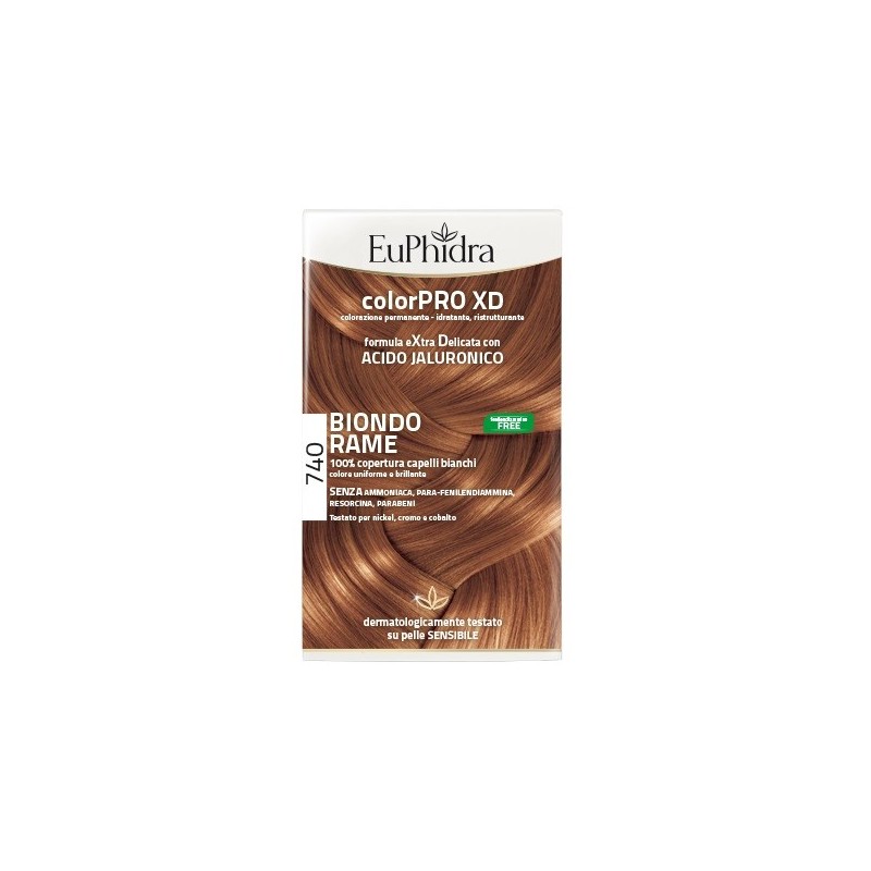 Euphidra colorpro xd 740 biondo rame gel colorante capelli in flacone + attivante + balsamo + guanti Euphidra colorpro xd 740 biondo rame gel colorante capelli in flacone + attivante + balsamo + guanti