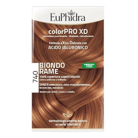 Euphidra colorpro xd 740 biondo rame gel colorante capelli in flacone + attivante + balsamo + guanti Euphidra colorpro xd 740 biondo rame gel colorante capelli in flacone + attivante + balsamo + guanti