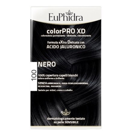 Euphidra colorpro xd 100 nero gel colorante capelli in flacone + attivante + balsamo + guanti Euphidra colorpro xd 100 nero gel colorante capelli in flacone + attivante + balsamo + guanti