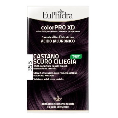 Euphidra colorpro xd 355 castano scuro ciliegia gel colorante capelli in flacone + attivante + balsa
