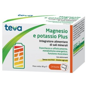 Teva Italia Magnesio Potassio Plus Teva 24 Bustine Senza Zuccheri Aroma Agrumi