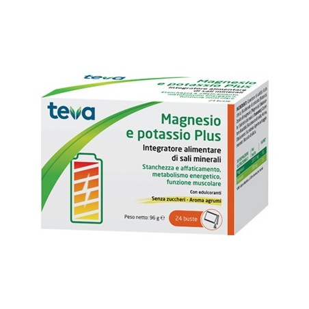 Teva Italia Magnesio Potassio Plus Teva 24 Bustine Senza Zuccheri Aroma Agrumi