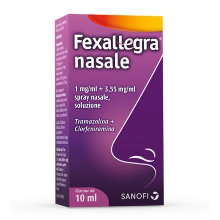 Fexallegra Nasale 1 Mg/ml + 3,55 Mg/ml Spray Nasale, Soluzione Tramazolina + Clorfeniramina Fexallegra Nasale 1 Mg/ml + 3,55 Mg/ml Spray Nasale, Soluzione Tramazolina + Clorfeniramina