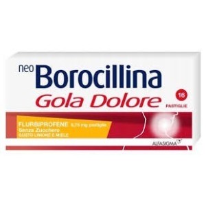 Neo Borocillina Gola Dolore Senza Zucchero - 16 pastiglie Gusto Limone e Miele