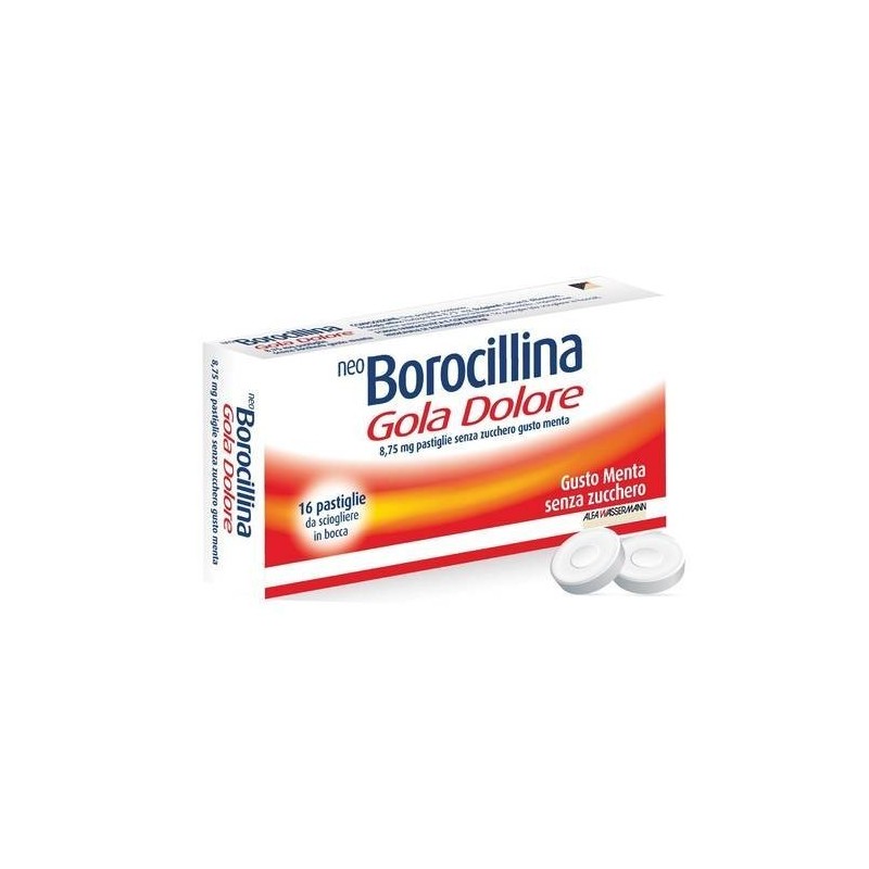 Neo Borocillina Gola Dolore 8,75 Mg 16 Pastiglie Senza Zucchero Gusto Menta