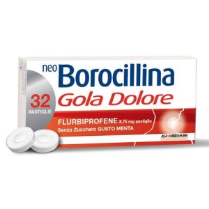 Neoborocillina gola dolore 32 pastiglie menta senza zucchero