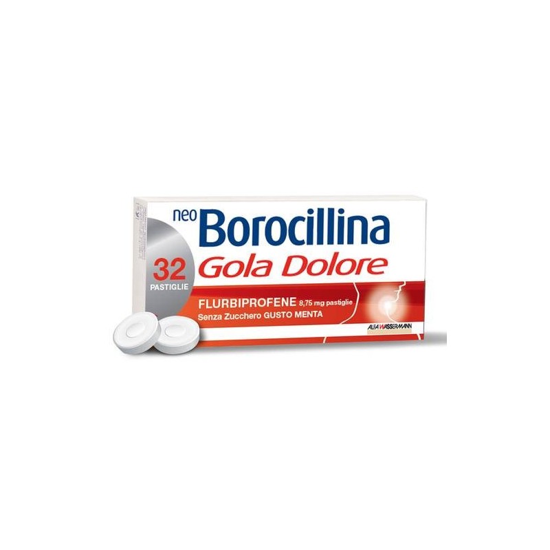 Neoborocillina gola dolore 32 pastiglie menta senza zucchero