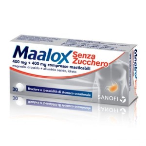 Maalox senza zucchero 30 compresse masticabili 400+400mg