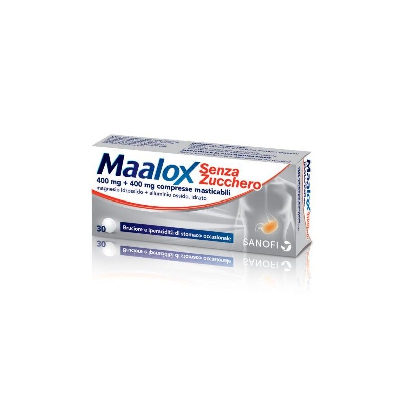 Maalox senza zucchero 30 compresse masticabili 400+400mg