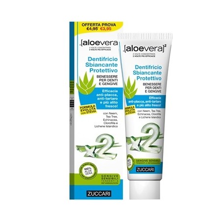 Aloevera2 dentifricio sbiancante protettivo con stevia 100 ml