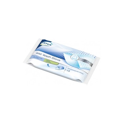 Tena wet wash glove guanto detergente umidificato 8 pezzi