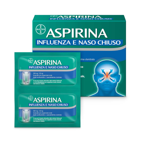 Aspirina Influenza E Naso Chiuso 10 buste granulato Aspirina Influenza E Naso Chiuso 10 buste granulato