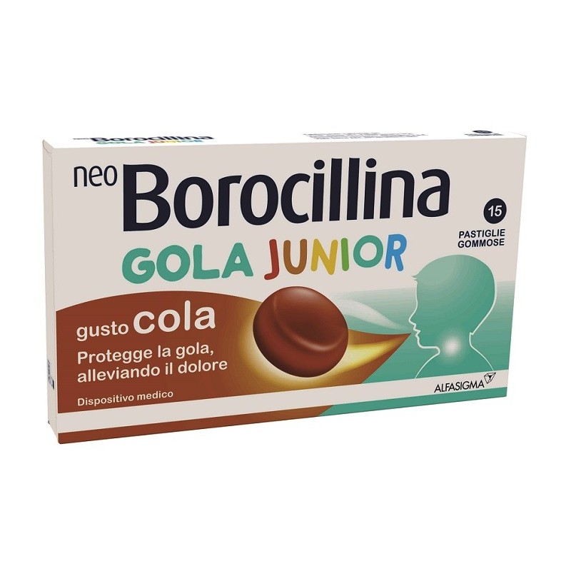 Neoborocillina Gola Junior mal di gola bambini 15 Pastiglie Gusto Cola