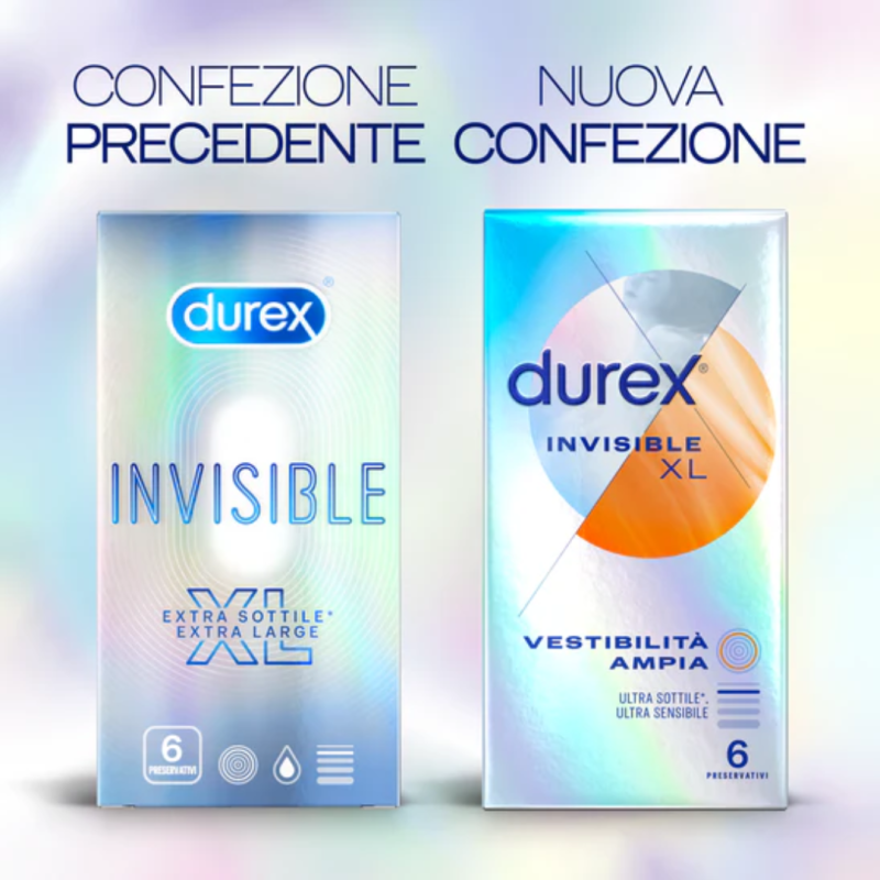 Durex Invisible XL Vestibilità Ampia - 6 Pezzi