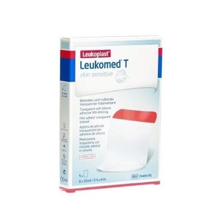Leukomed t skin sensitive medicazione post-operatoria trasparente con massa adesiva in silicone 8x10