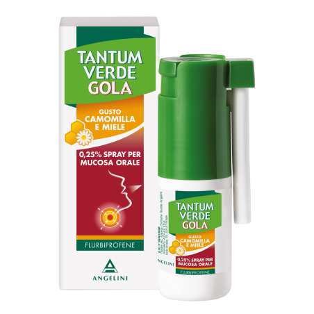 Tantum Verde Gola 0,25% Spray Per Mucosa Orale Gusto Camomilla E Miele Flurbiprofene 15 ml