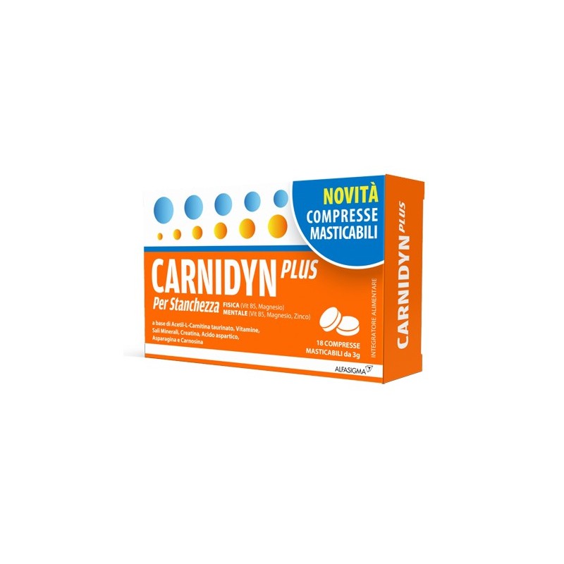 Carnidyn Plus stanchezza fisica e mentale 18 compresse masticabili gusto arancia