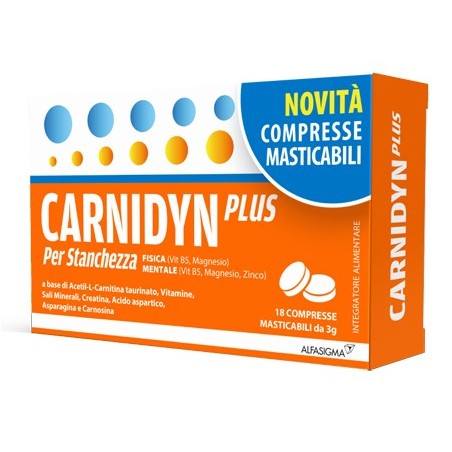 Carnidyn Plus stanchezza fisica e mentale 18 compresse masticabili gusto arancia