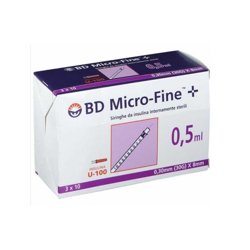 Corman Siringa Insulina Becton Dickinson 0,5 Ml 100 Ui Ago Gauge 30 30 Pezzi Corman Siringa Insulina Becton Dickinson 0,5 Ml 100 Ui Ago Gauge 30 30 Pezzi
