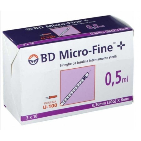 Corman Siringa Insulina Becton Dickinson 0,5 Ml 100 Ui Ago Gauge 30 30 Pezzi Corman Siringa Insulina Becton Dickinson 0,5 Ml 100 Ui Ago Gauge 30 30 Pezzi