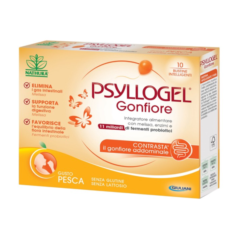Psyllogel Gonfiore Integratore Intestinale - 10 Bustine Gusto Pesca