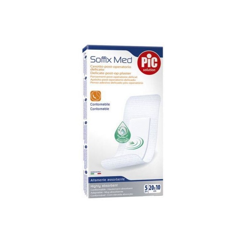 Cerotto pic soffix med in tnt con tampone centrale assorbente sterile monouso 10x20 cm antibatterico