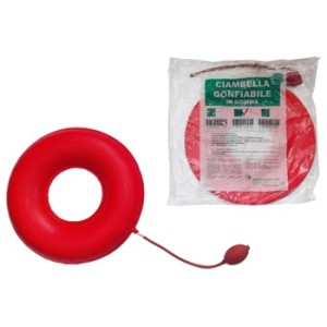 Farvisan Ciambella Gonfiabile Per Invalidi In Gomma Rossa Team Deluxe Con Pompa 43cm Diametro