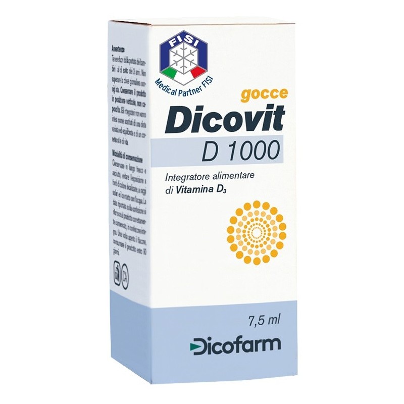 Dicofarm Dicovit D 1000 Integratore per il sistema immunitario 7,5 ml Dicofarm Dicovit D 1000 Integratore per il sistema immunitario 7,5 ml