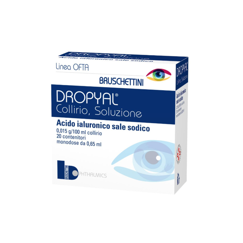 Bruschettini Dropyal 0,015% Collirio, Soluzione Acido Ialuronico 20 Flaconi