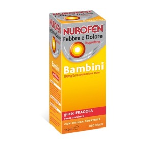 Nurofen Febbre E Dolore Bambini 100mg 5 ML Sospensione Orale Flacone 150 Ml Con Siringa Dosatrice Gusto Fragola Senza Zucchero
