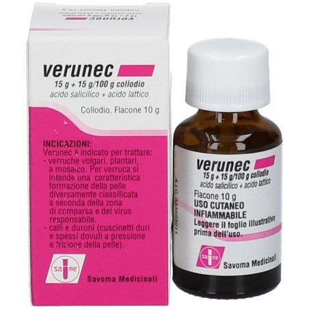 Savoma Medicinali Verunec 15 G + 15 G /100 G Collodio Acido Salicilico + Acido Lattico
