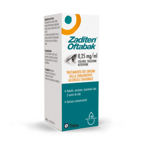 Laboratoires Thea Zaditen Oftabak 0,25 Mg/ml, Collirio, Soluzione Ketotifene