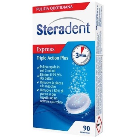 Reckitt Benckiser H. Steradent Triple Action Plus 90 Compresse Pulenti