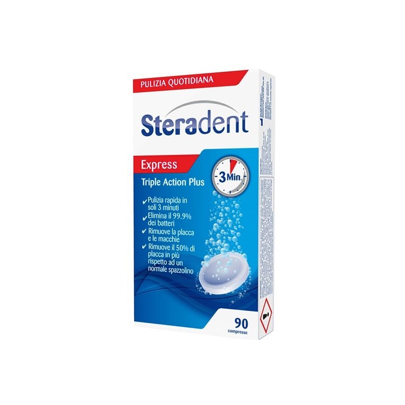 Reckitt Benckiser H. Steradent Triple Action Plus 90 Compresse Pulenti