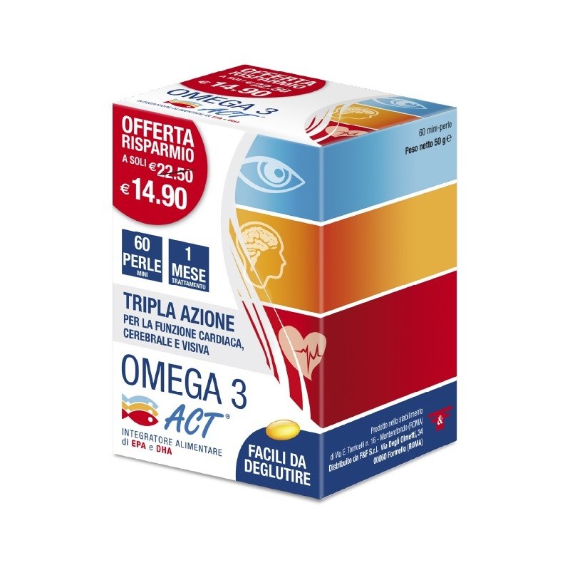 F&f Omega 3 Act 540mg + Vitamina E 60 Perle Mini F&f Omega 3 Act 540mg + Vitamina E 60 Perle Mini