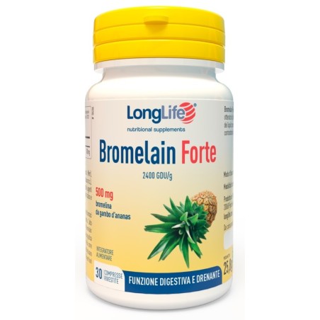 Longlife Bromelain Forte Integratore Drenante - 30 Compresse