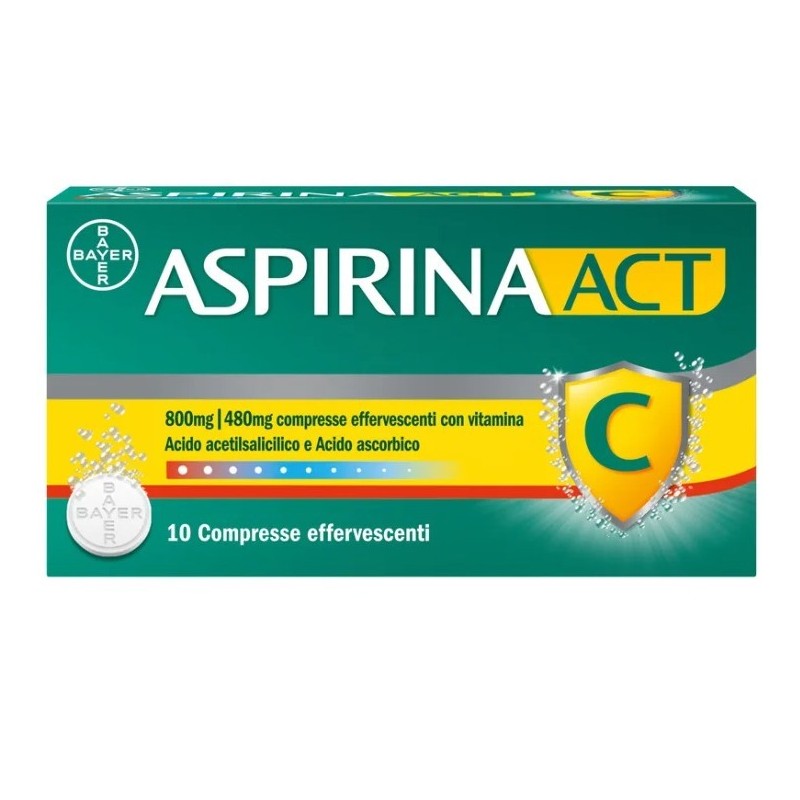 Aspirinaact 10 compresse eff 800 mg + 480 mg con vitamina c