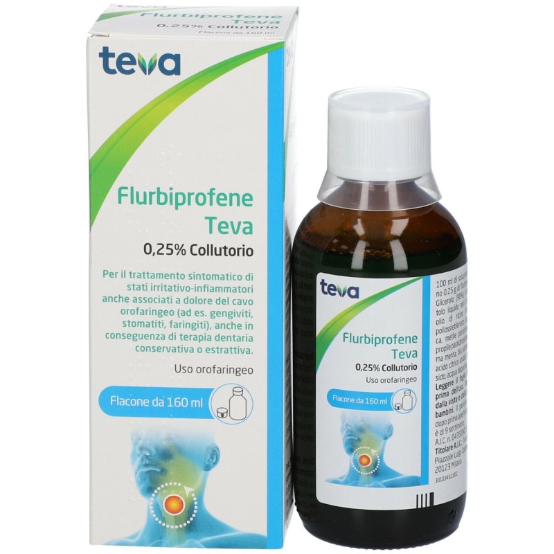 Flurbiprofene (teva) collutorio 160 ml 0,25%