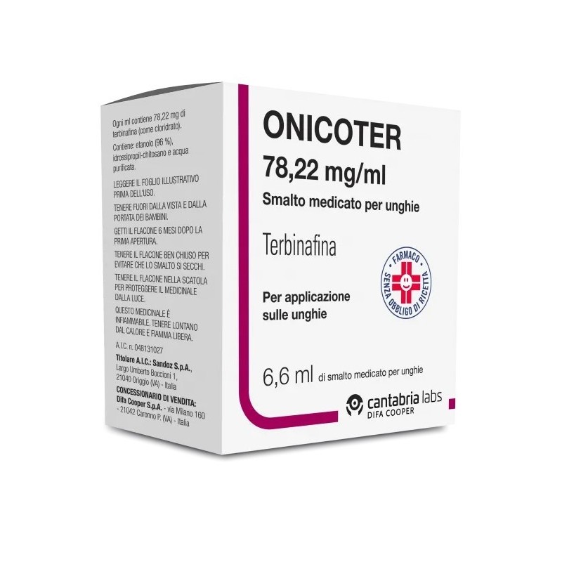 Onicoter smalto unghie 1 flacone 6,6 ml 78,22 mg/ml