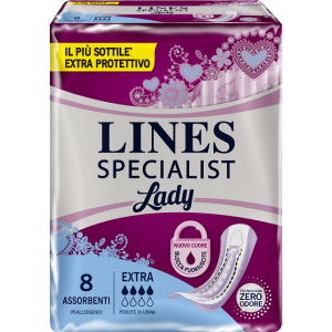Assorbenti per incontinenza lines specialist lady extra ipoallergenici 8 pezzi