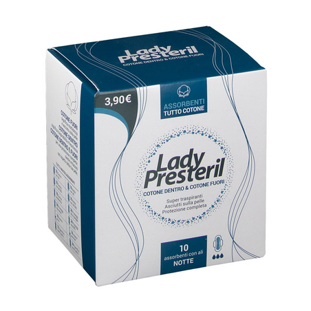 Lady presteril assorbenti notte con ali ripiegati biodegradabili 10 pezzi